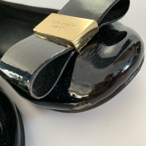 Kate Spade Tock Patent Leather Flats Bow Black - Picture 2 of 5